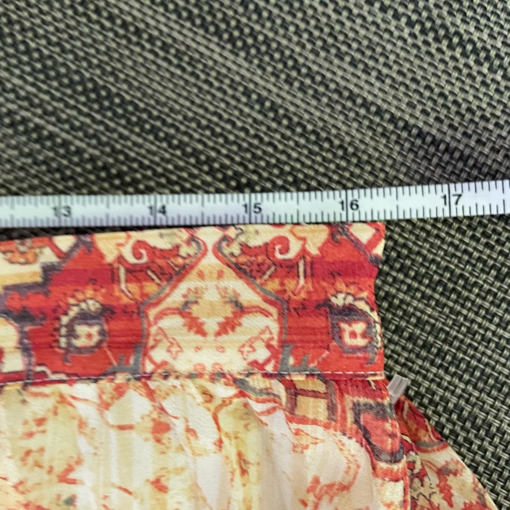 Anthropologie Akemi Kin Floral Maxi Skirt Red Beige Pleated Size L‎ - Picture 7 of 9